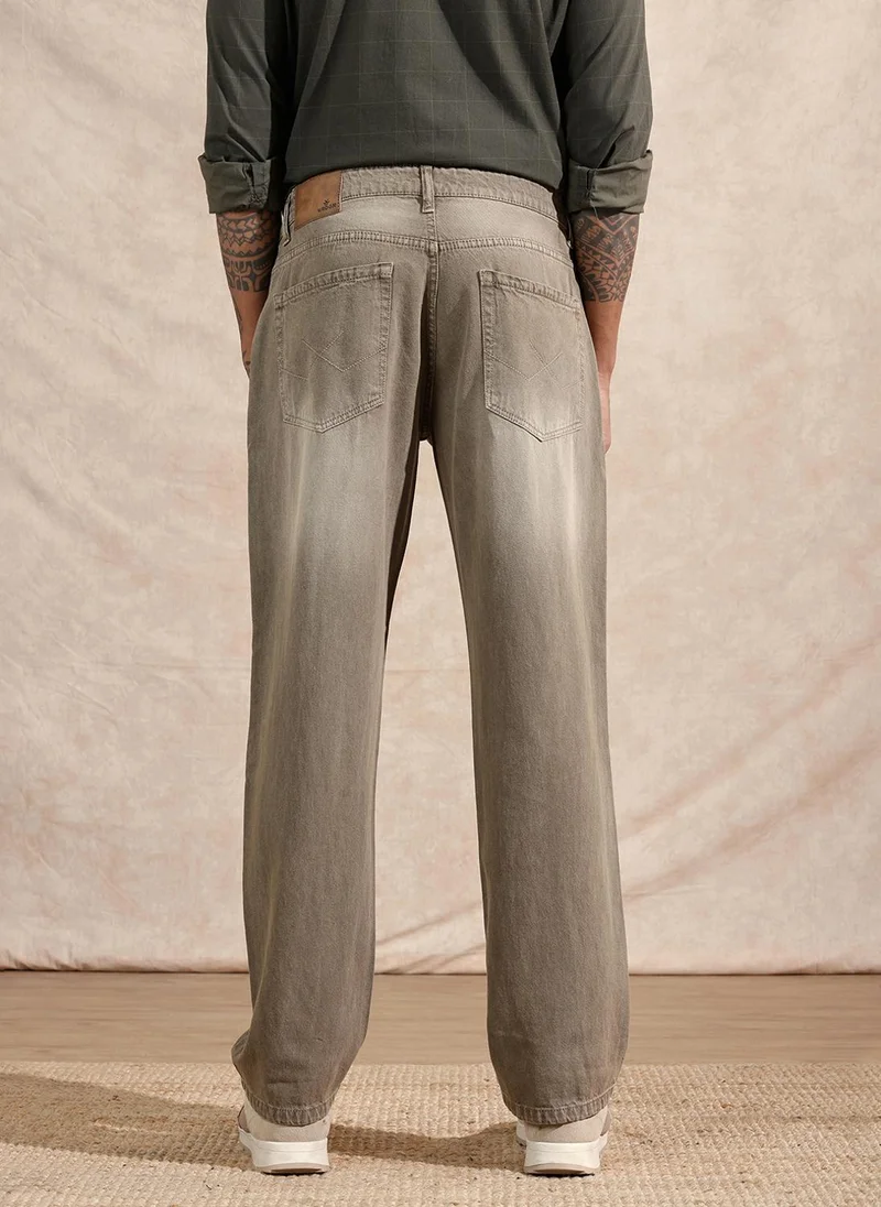 Wrogn  Solid Anti Fit Jeans  | Khaki for Men | Best Price UAE